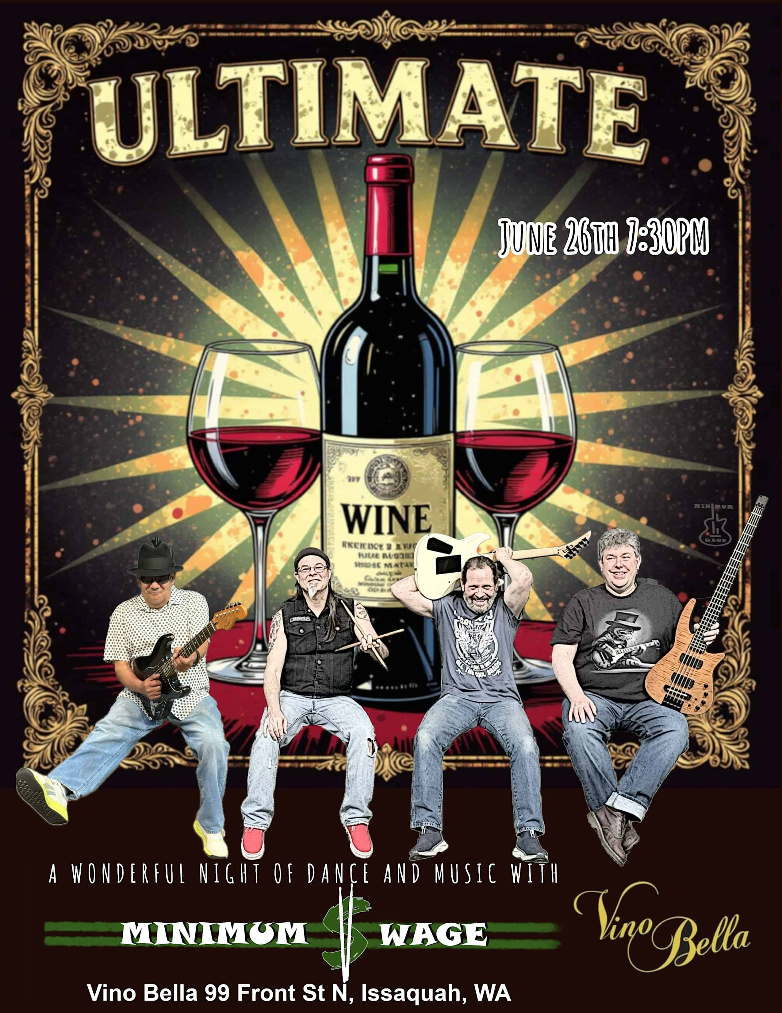 Live Classic Rock with Minimum Wage Band – Returns to Vino Bella at Vino Bella – Issaquah, WA