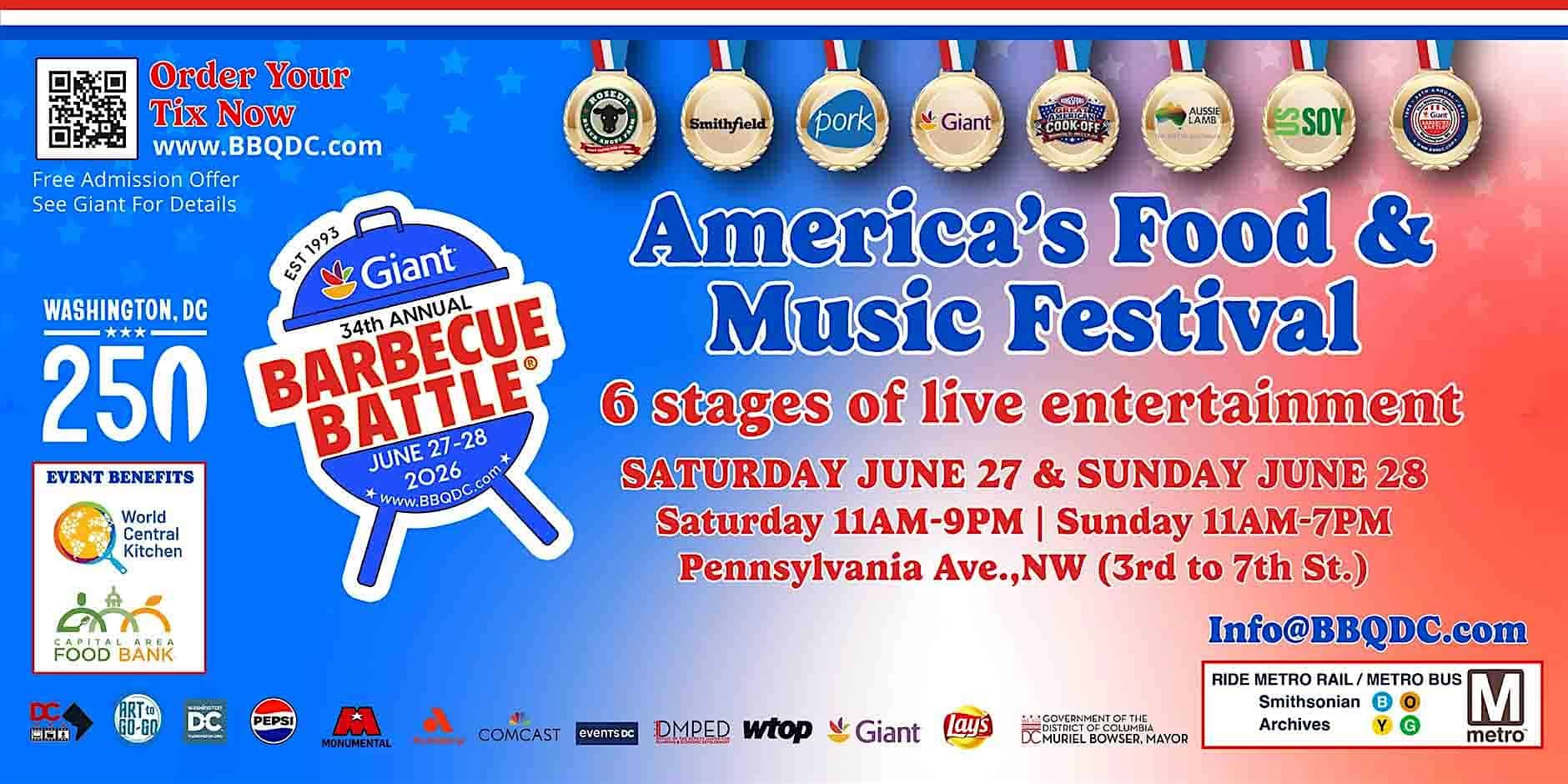 34th Annual Giant BBQ Battle: America’s Food and Music Festival! at 555 Pennsylvania Ave NW – Washington, DC