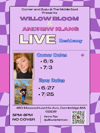 Willow Bloom & Andrew Klang at Middle East – Zuzu – Cambridge, MA