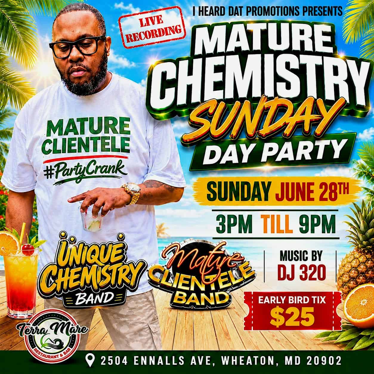 Mature Chemistry Sunday Day Party at Terra Mare Restaurant & Bar – Wheaton-Glenmont, MD