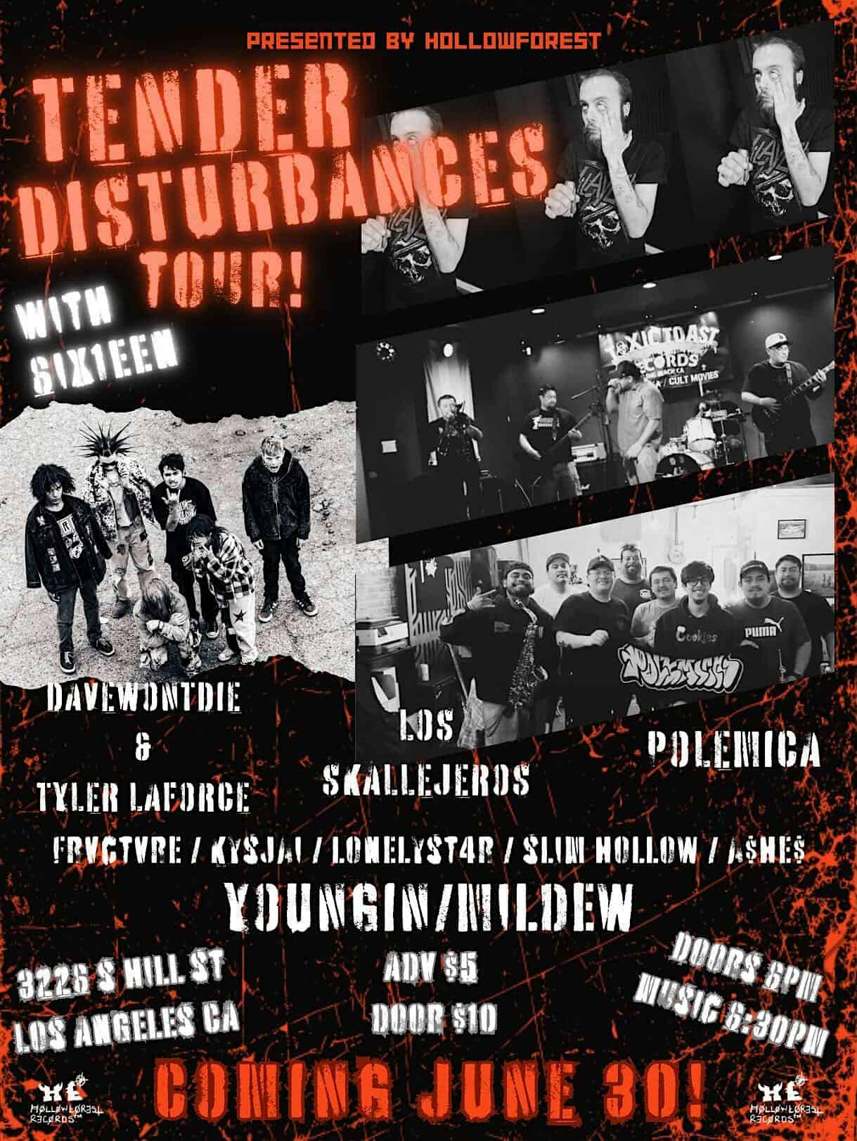 TENDER DISTURBANCES TOUR LOS ANGELES at 33rd Hill Music Studio – Los Angeles, CA