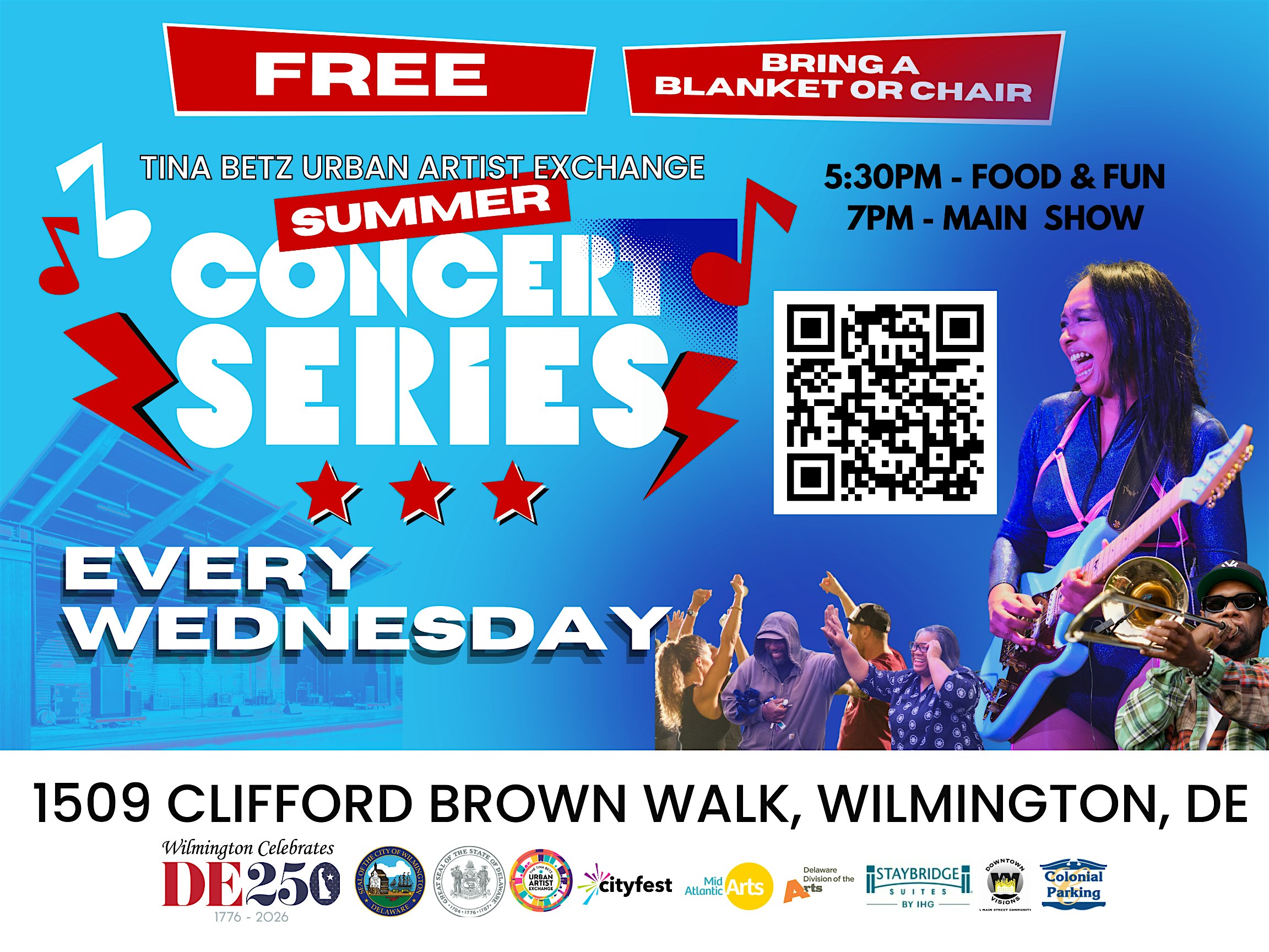 Free Summer Concert Series at the Tina Betz Urban Artist Exchange at 1509 Clifford Brown Walk – Wilmington, DE