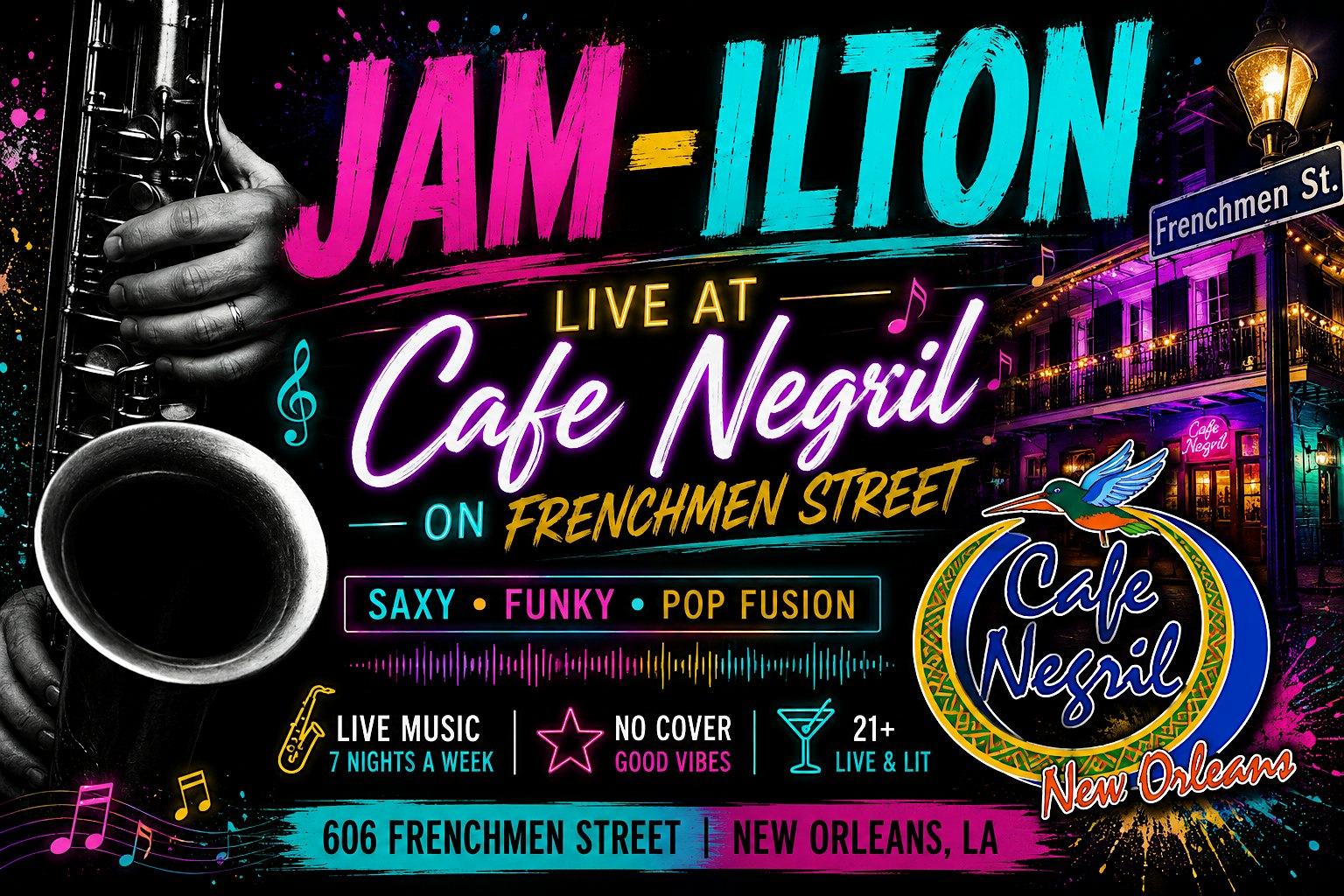 Jam-ilton LIVE at Café Negril at Cafe Negril – New Orleans, LA