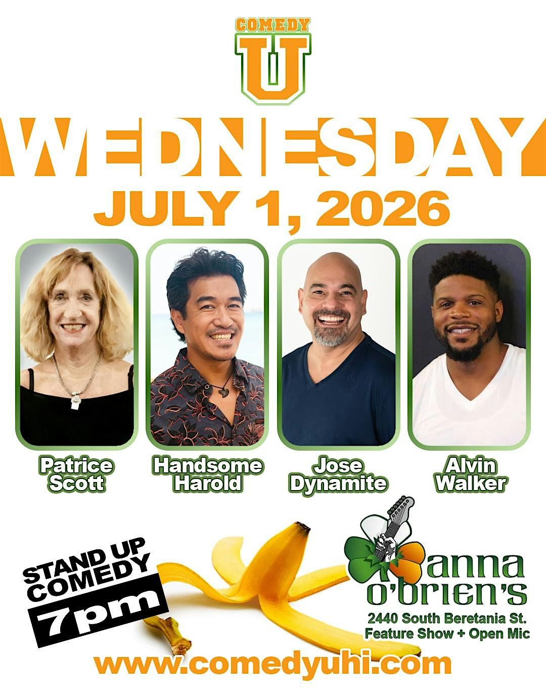 Comedy U Wednesdays At Anna O’Brien’s at Anna O’Brien’s – Honolulu, HI