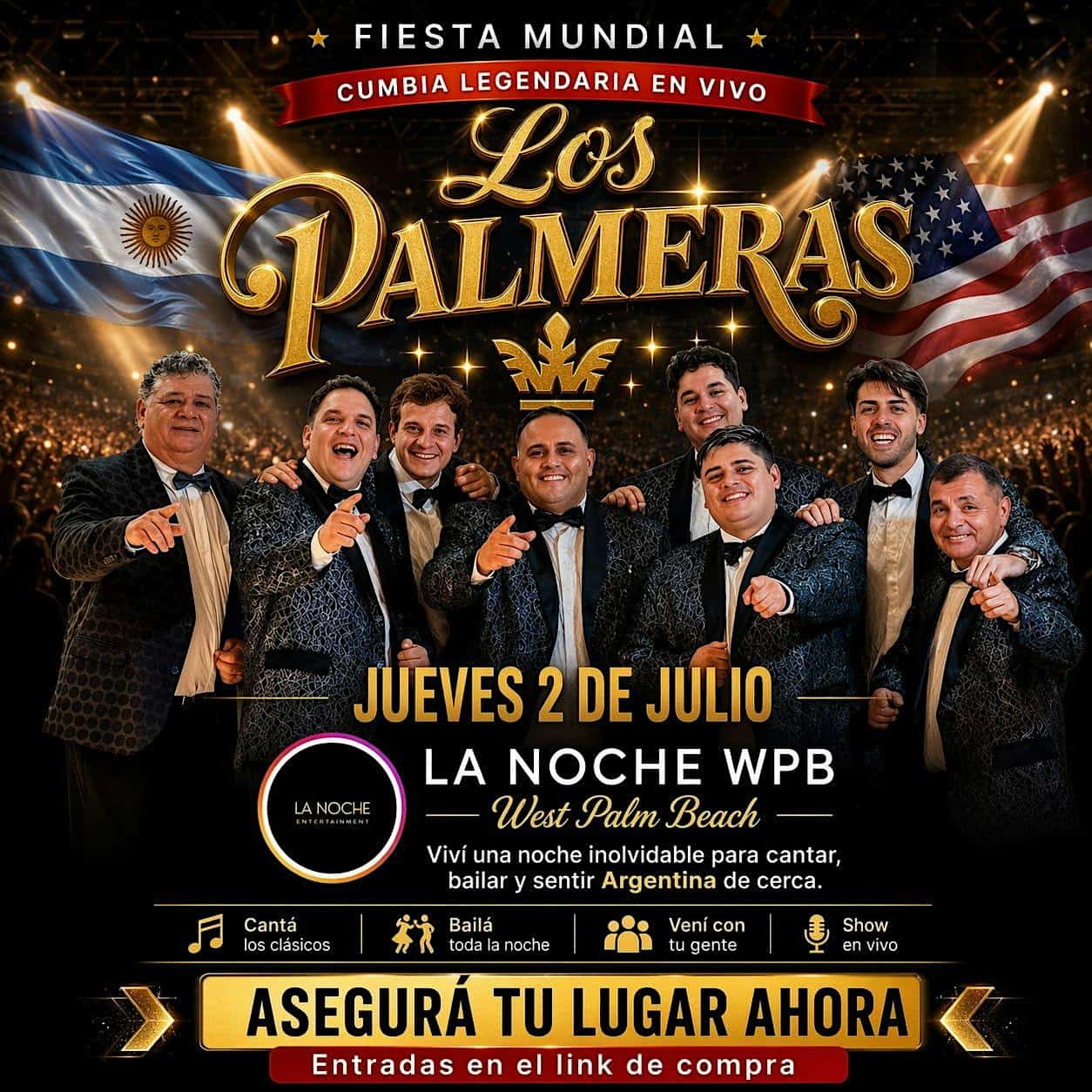 Los Palmeras en WPB Fiesta Mundial+ Cumbia Legendaria en Vivo at La Noche Lounge and Night Club – West Palm Beach, FL