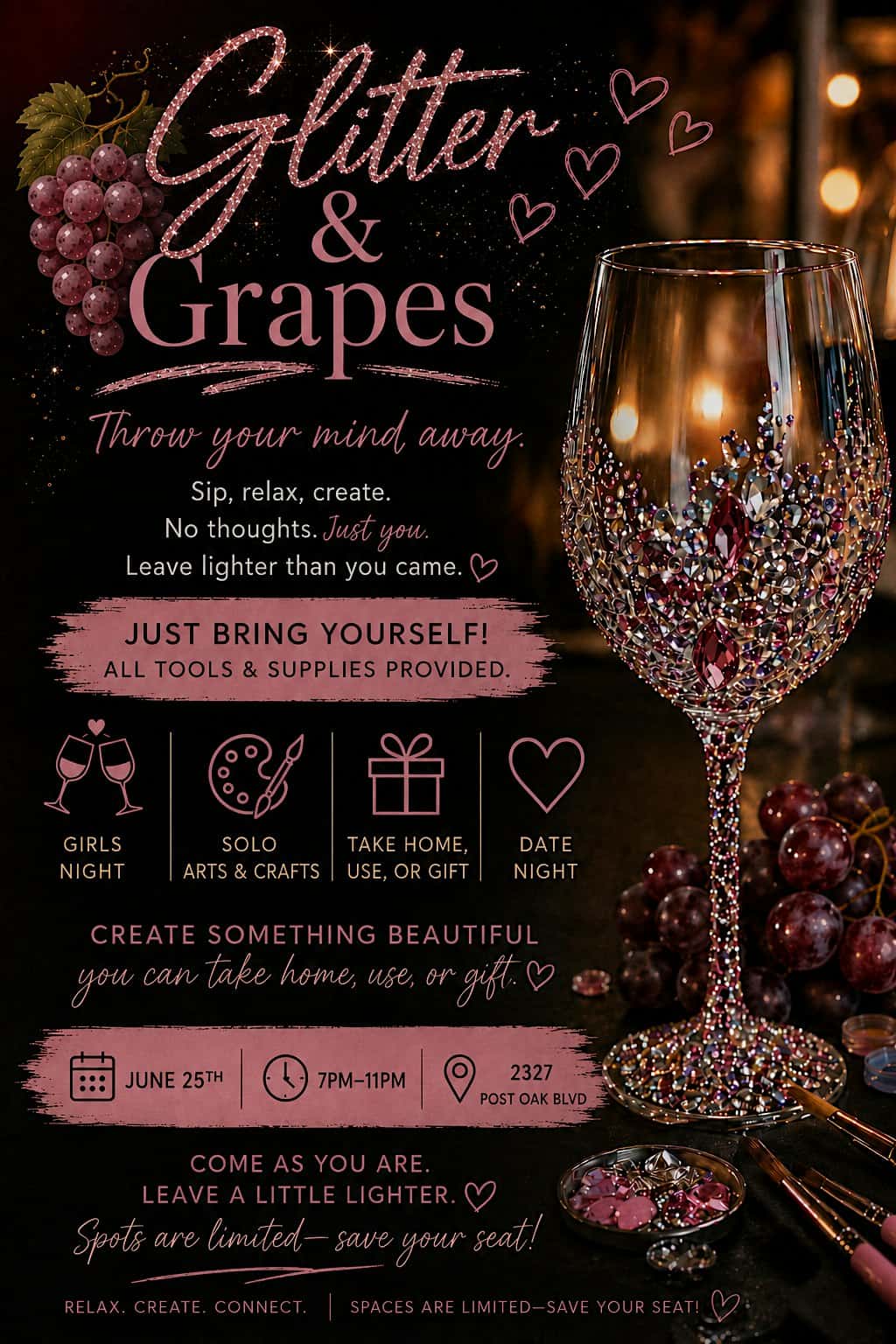 Glitter and Grapes at The Honey Hideout – houston, TX