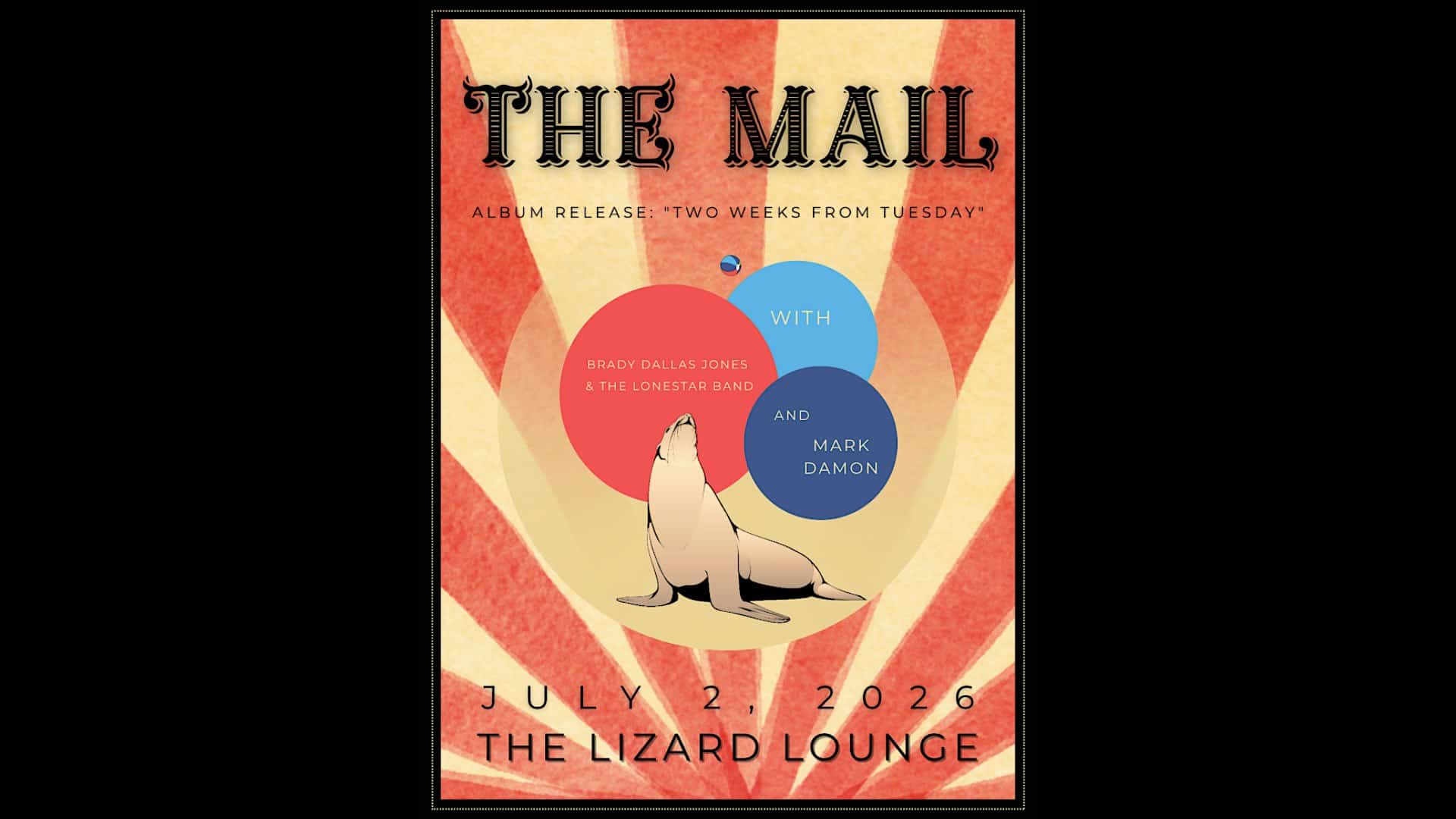 The Mail Band/Brady Dallas Jones & the Lonestar Band/Mark Damon at Lizard Lounge – Cambridge, MA