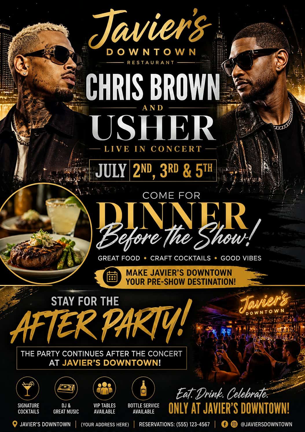 Chris Brown&Usher Dinner and After party at Javier’s Downtown – Detroit, MI