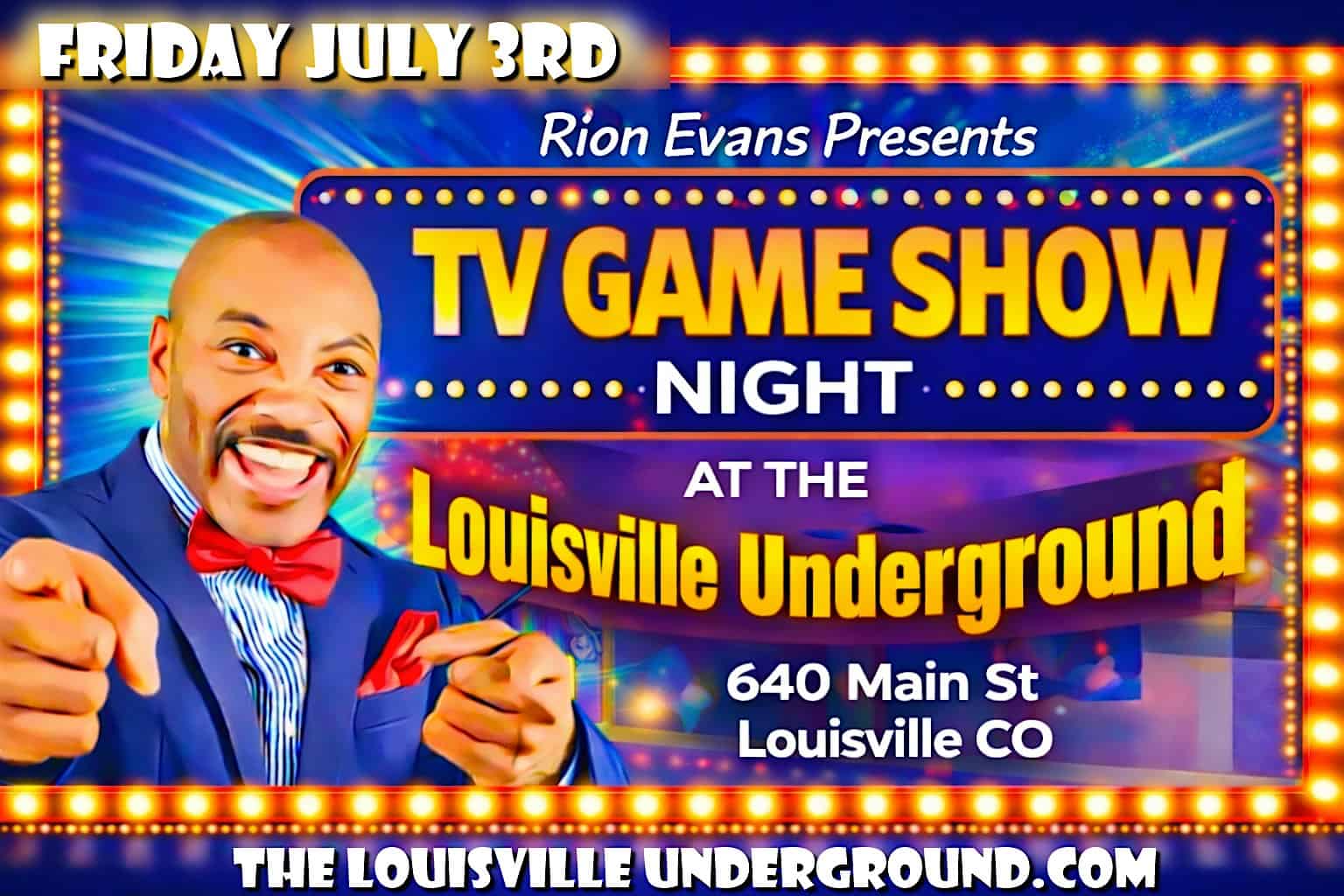 TV GAME SHOW NIGHT w/ RION EVANS at The Louisville Underground – Louisville, CO