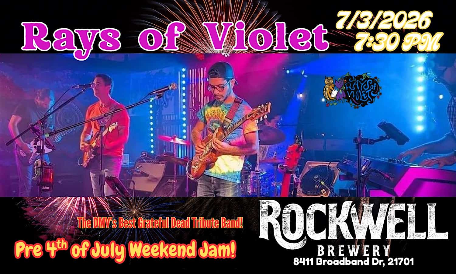 The RAYS OF VIOLET Live in Concert at Rockwell Brewery 7/3/26 @ 7:30PM! at 8411 Broadband Drive suite k, Frederick, MD, USA – Frederick, MD