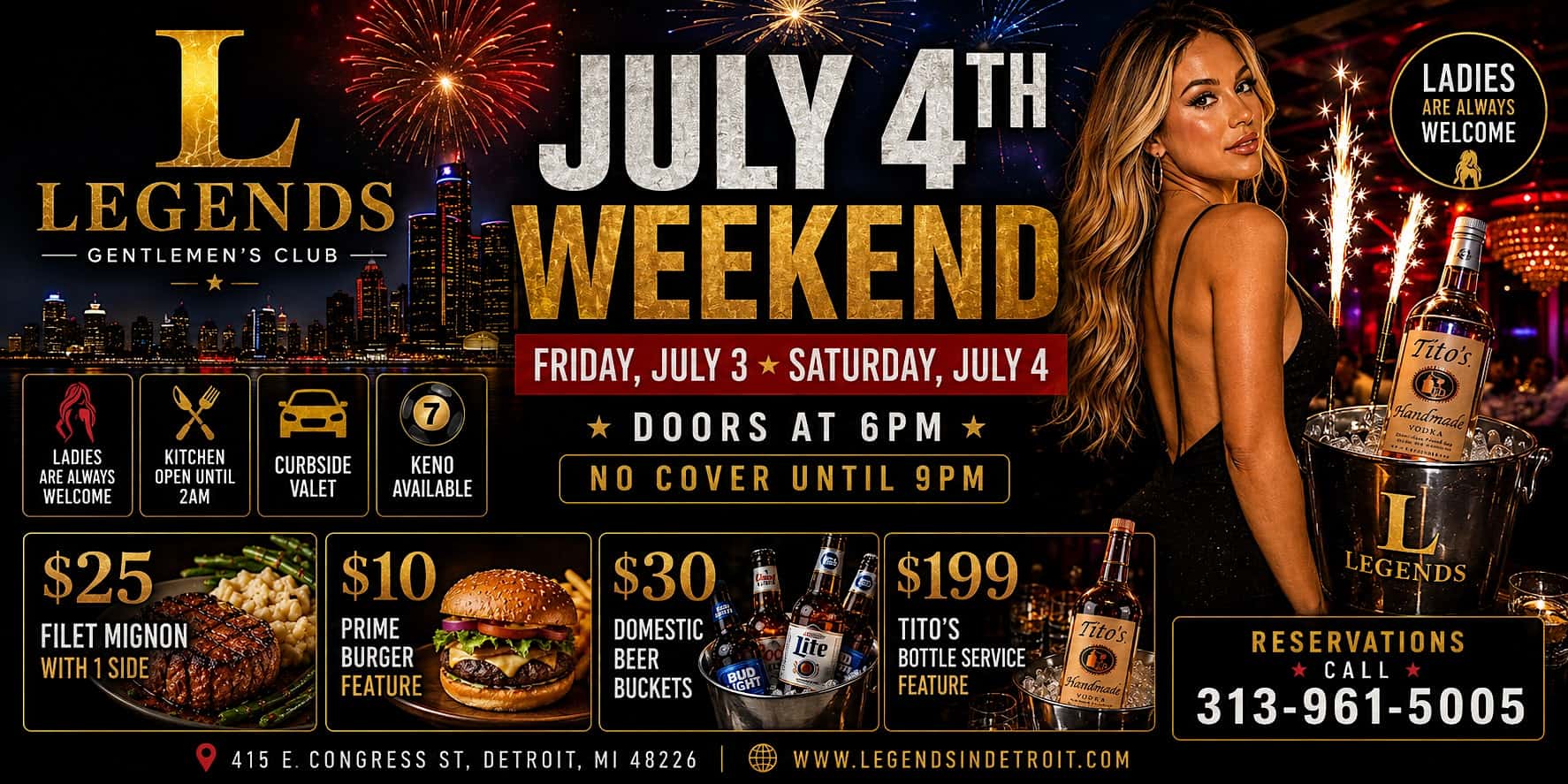 July 4 Weekend at Michigan’s Premier venue! at Legends Detroit – Detroit, MI