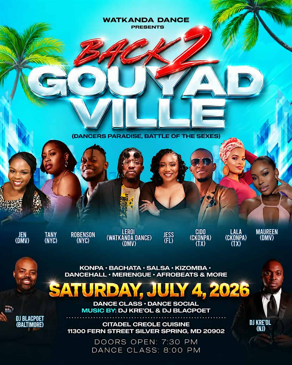 Back 2 Gouyadville (Battle of the Sexes) at Citadel Creole Cuisine – Wheaton-Glenmont, MD