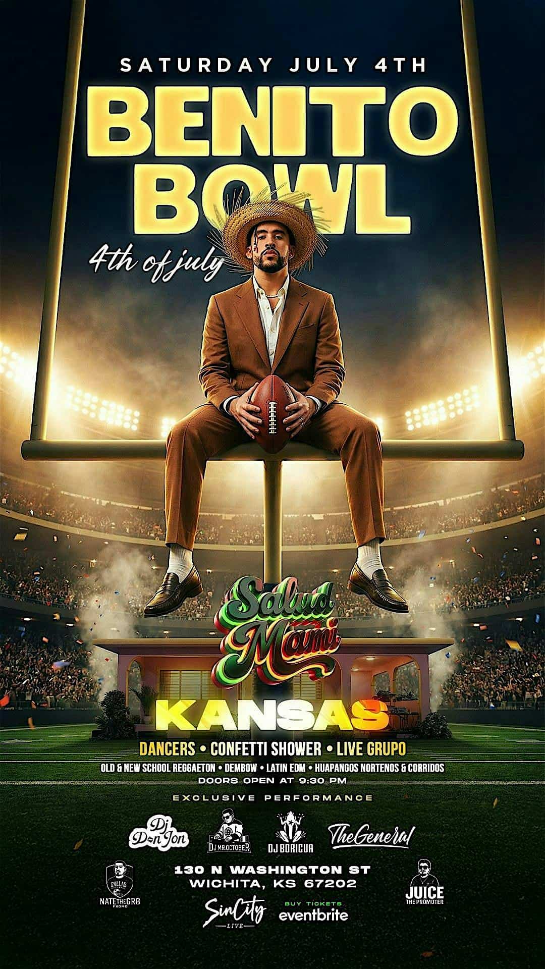 SALUD MAMI PRESENTS: 4th Of July Benito Bowl Reggaeton Festival at 130 N Washington St – Wichita, KS