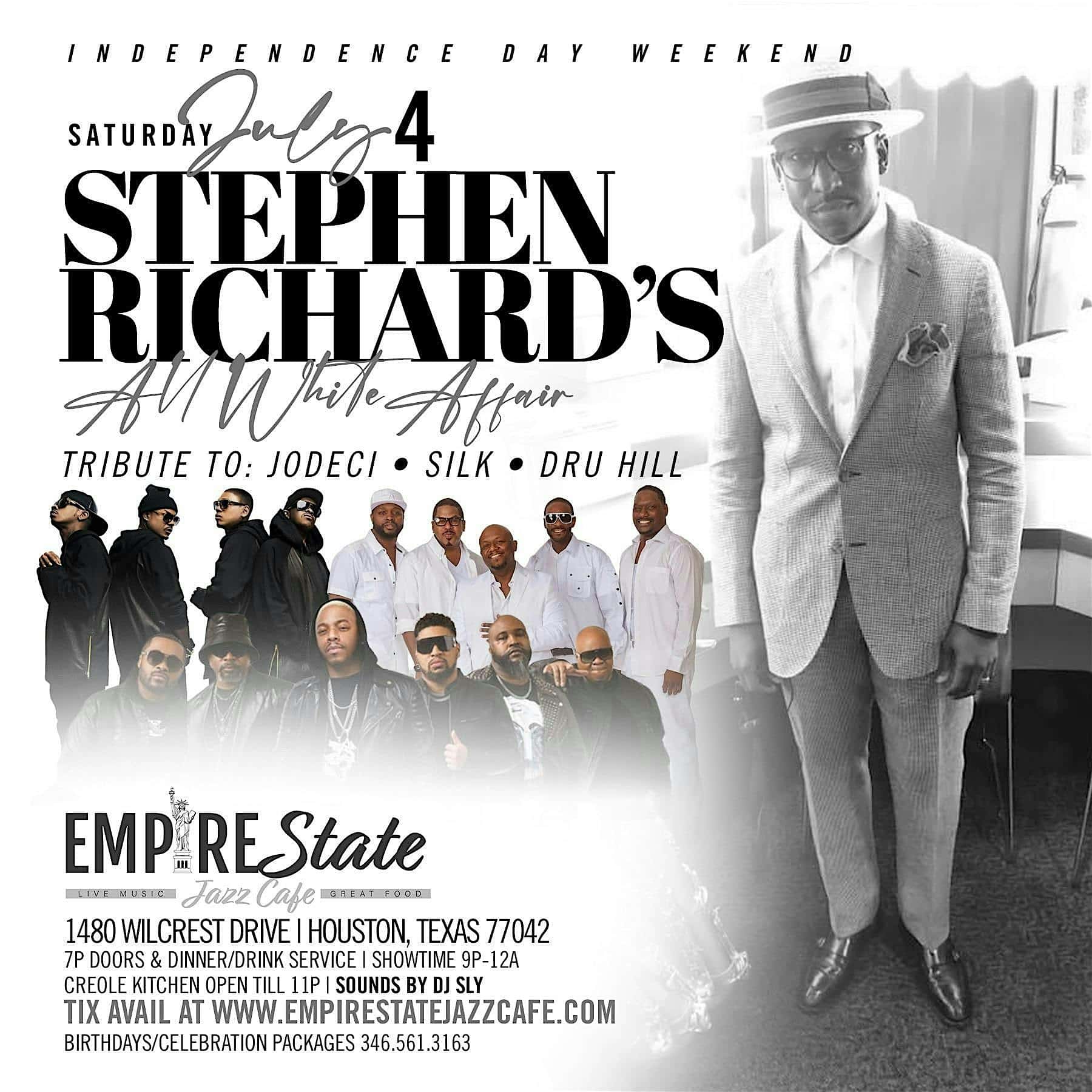 Stephen Richard’s All White Affair Tribute to Jodeci, Dru Hill & Silk at Empire State Jazz Cafe – Houston, TX