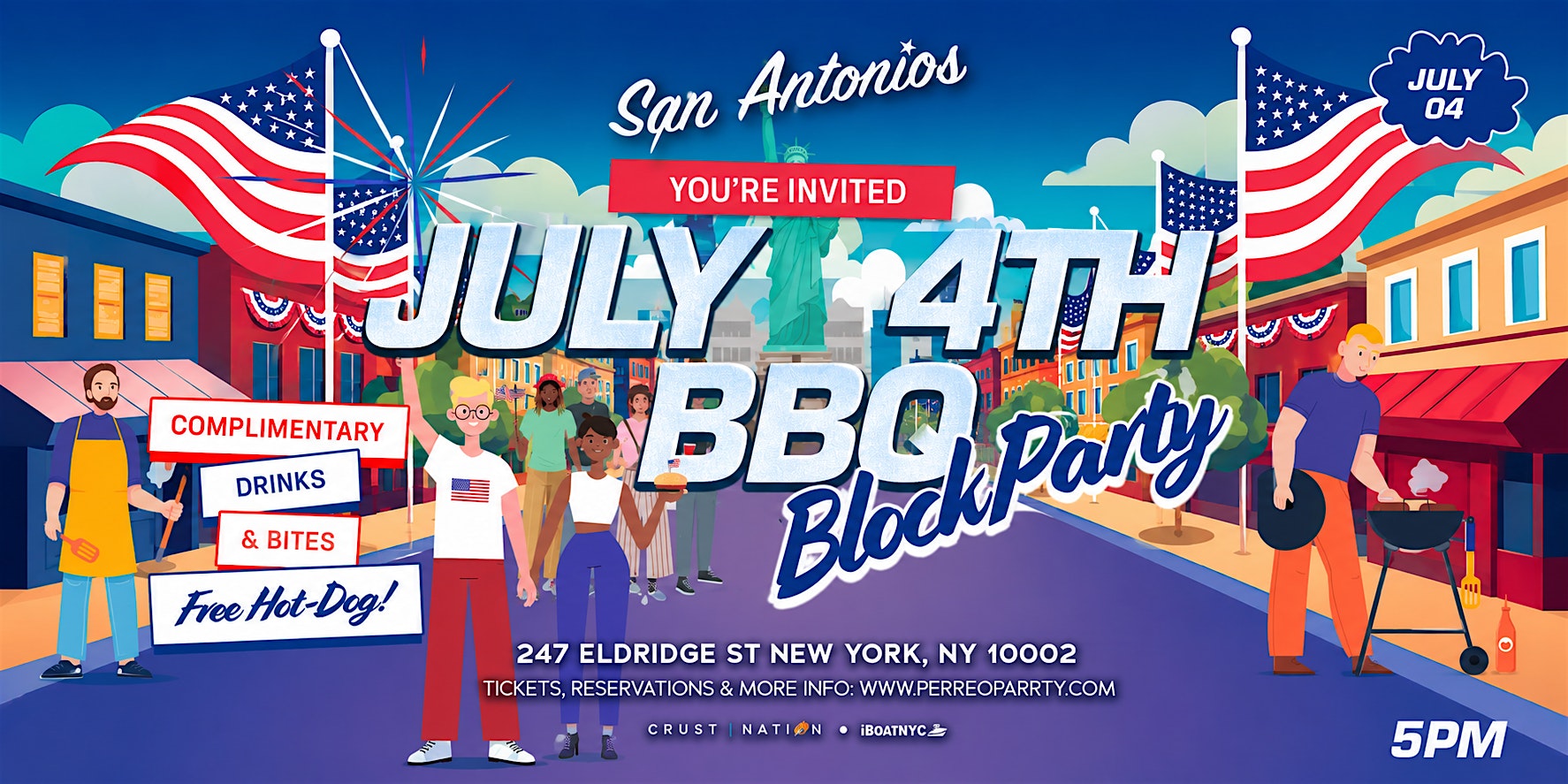 July 4th BBQ Party – America’s 250th Birthday at #1 Reggaeton Bar, NYC at San Antonios – New York, NY