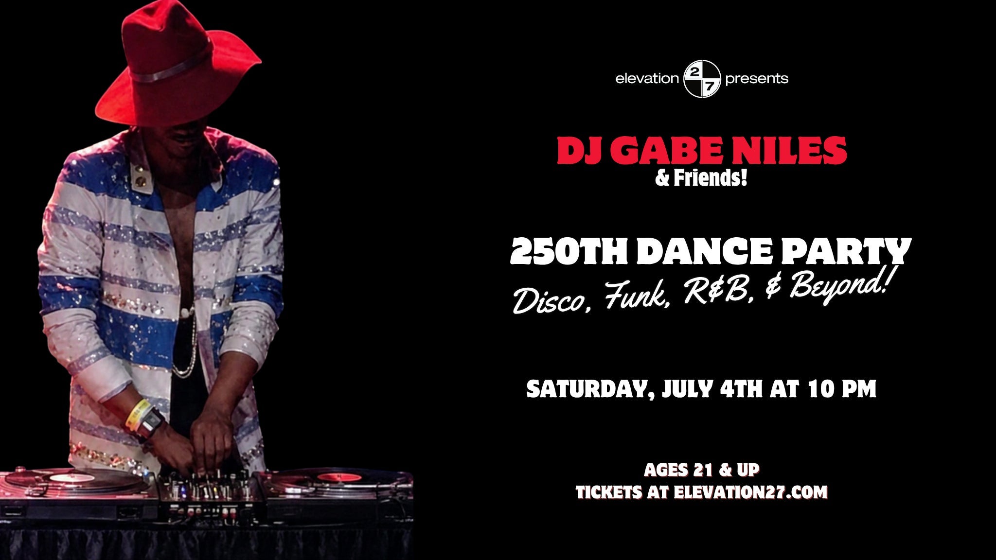 DJ Gabe Niles 250th Dance Party: Disco & Beyond (Ages 21 & Up) at Elevation 27 – Virginia Beach, VA