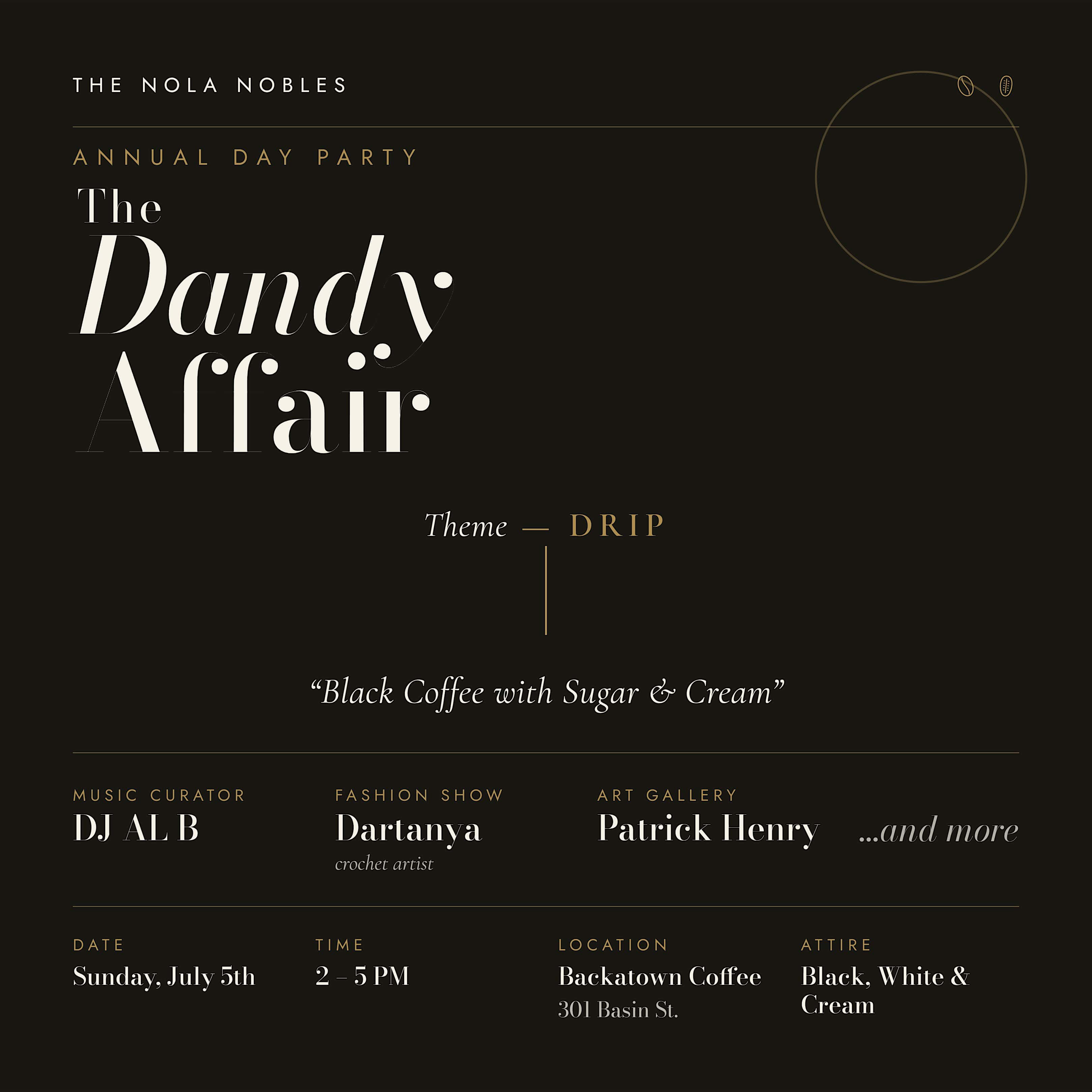 DANDY AFFAIR presents DRIP at Backatown Coffee Parlour – New Orleans, LA