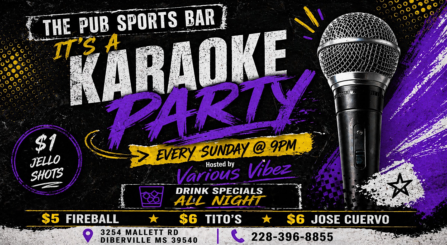 Sunday Karaoke Party at The Pub Sports Bar – D’Iberville, MS