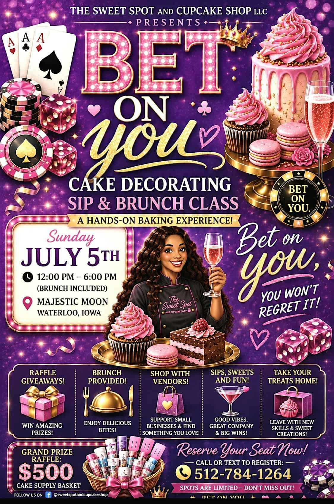 Bet on You Brunch and Cake Decorating Class at Majestic Moon Party and Event Center – Waterloo, IA
