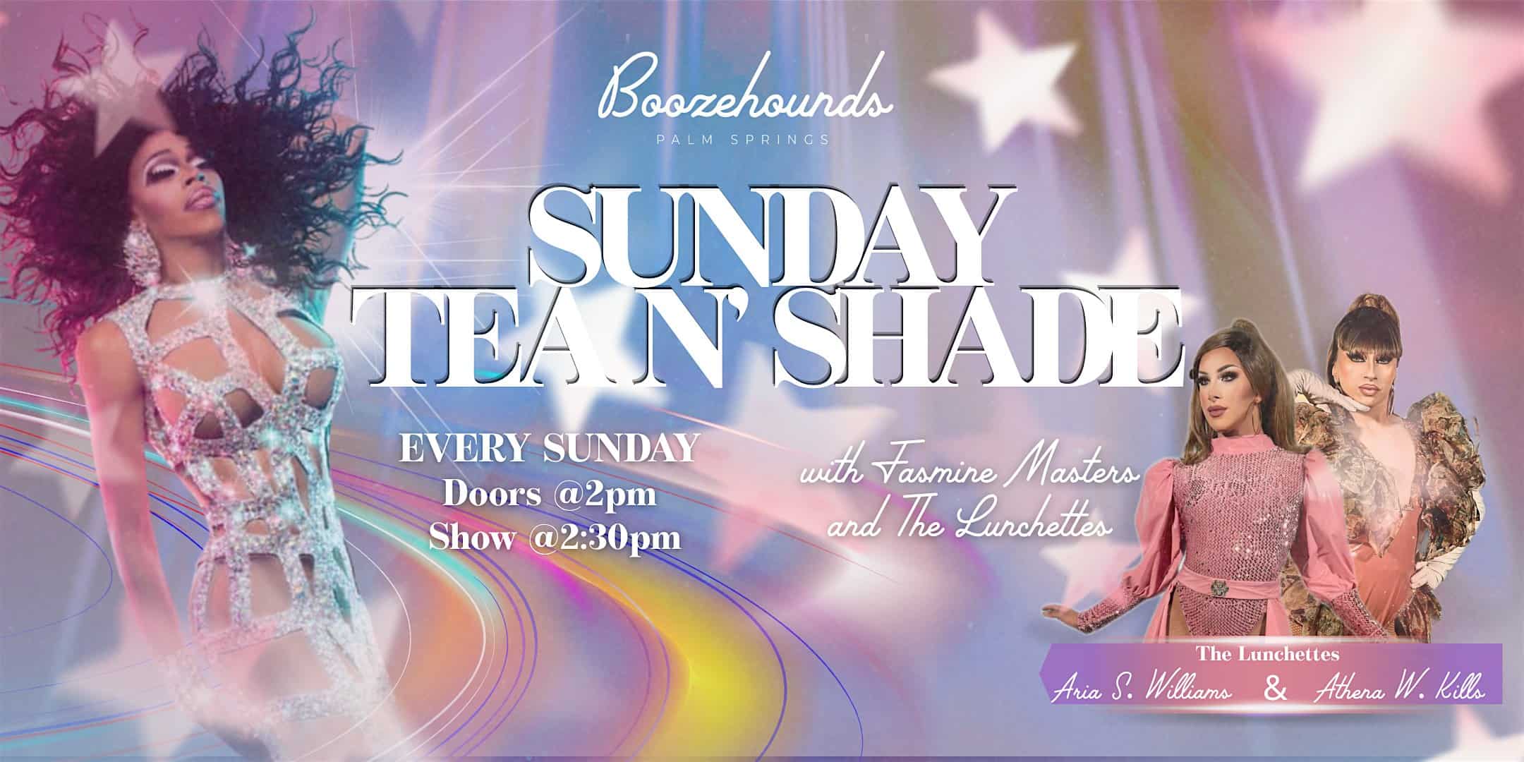 Sunday Tea N’ Shade with JASMINE MASTERS and the Lunchettes at Boozehounds Palm Springs – Palm Springs, CA