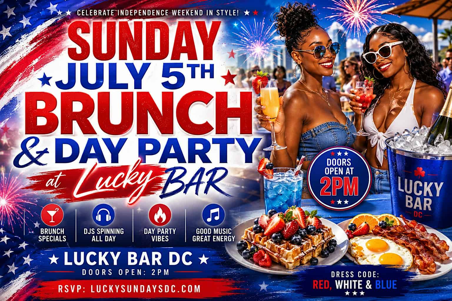 Lucky Sundays – Independence Weekend Brunch & Day Party at Lucky Bar DC – Washington, DC