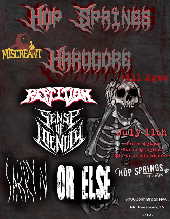 Hop Springs Hardcore w/ Sense of Identity at Hop Springs – Murfreesboro, TN