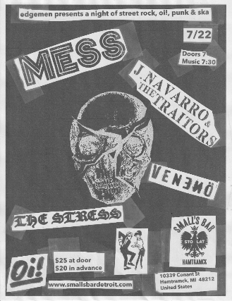 Mess, J Navarro and the Traitors, Venenö, The Stress at Small’s – Hamtramck, MI