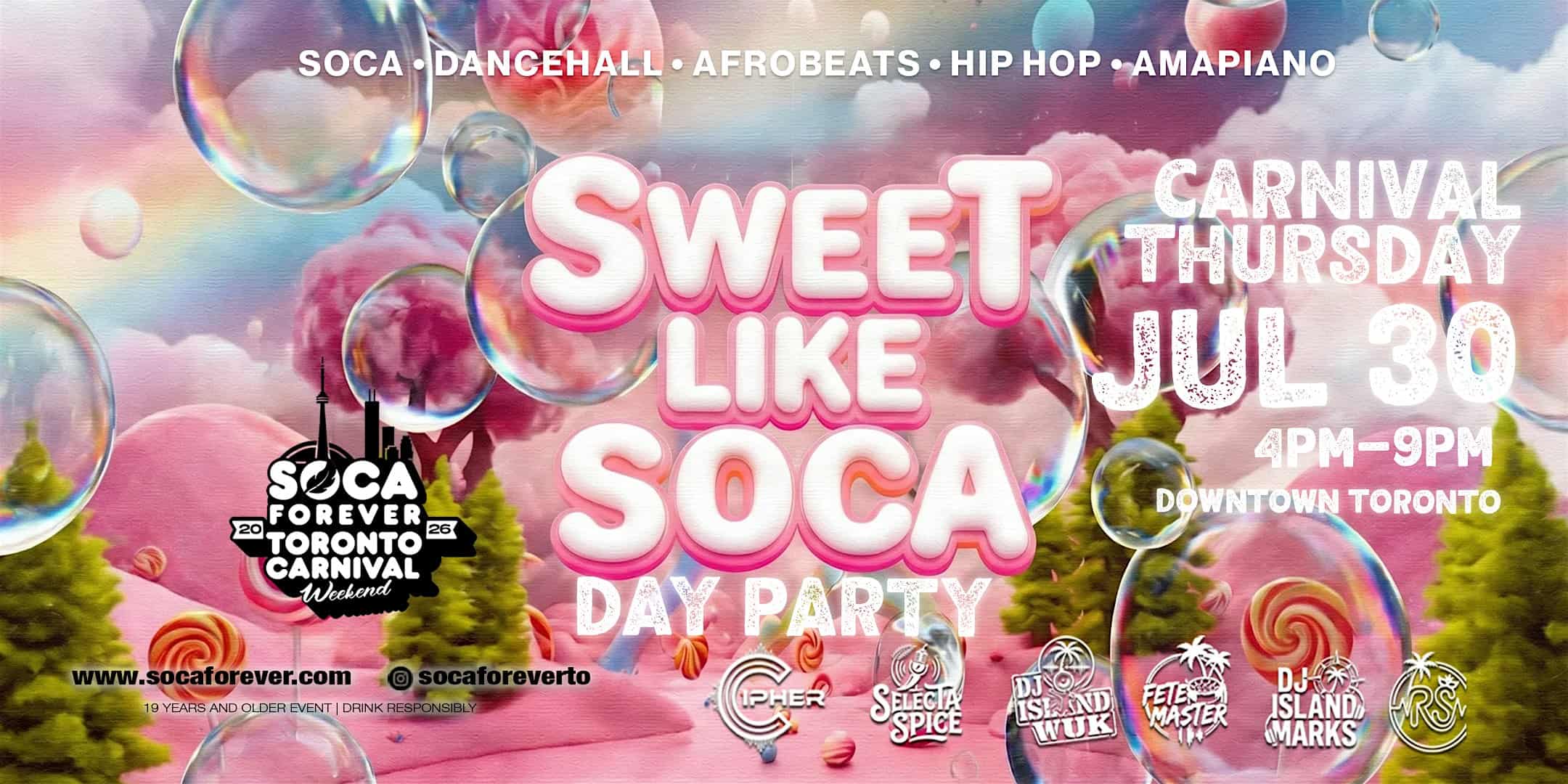 SWEET LIKE SOCA | CARIBANA THURSDAY DAY PARTY TORONTO | JUL 30 at 627 King St W – Toronto, Canada