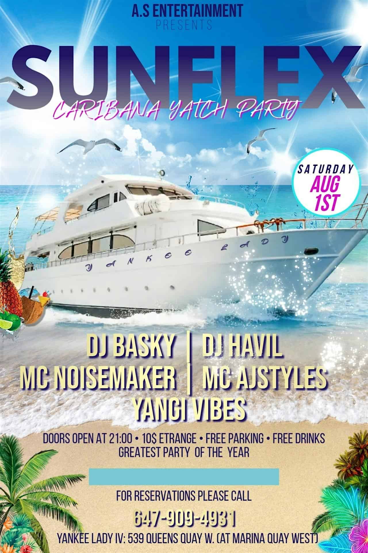 SUNFLEX – SATURDAY CARIBANA BOAT PARTY at Marina Quay West – Toronto, Canada