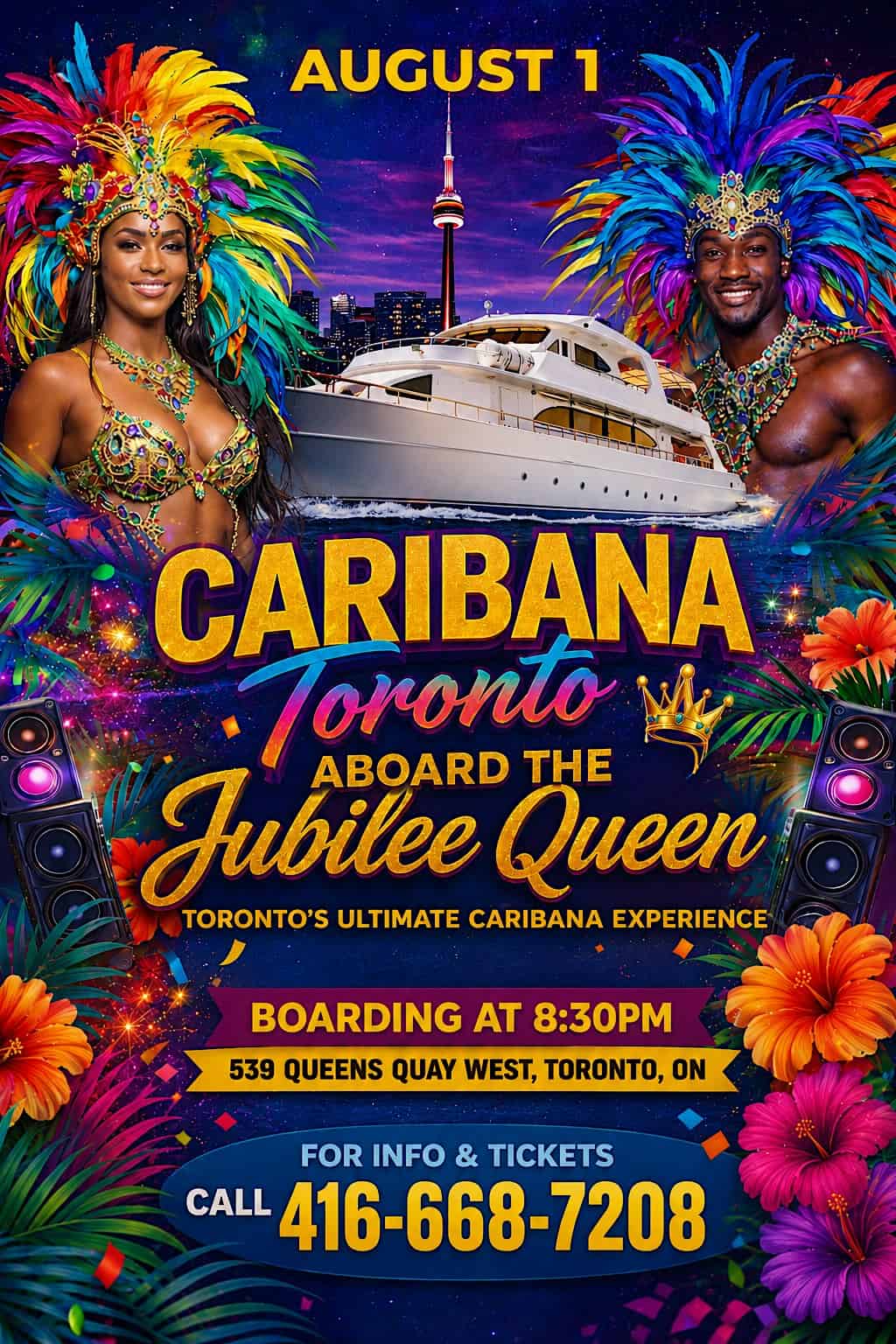 Toronto Caribana Boat Party August 1, 2026 at Jubilee Queen Cruises – Toronto, Canada