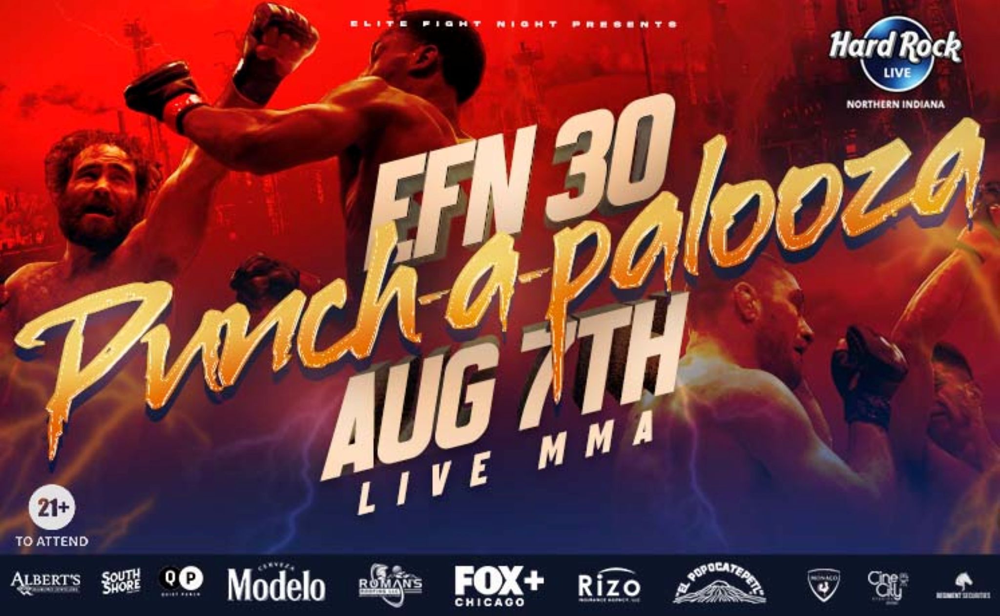 Elite Fight Night 30: Punch-a-palooza at Hard Rock Live Northern Indiana – Gary, IN