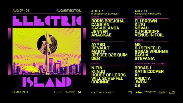 ELECTRIC ISLAND: 2026 AUGUST EDITION – SATURDAY at Venue TBA (Toronto) – Toronto, ON