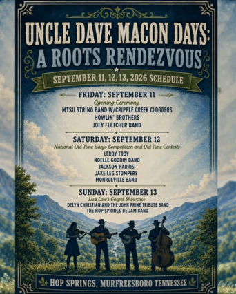 Uncle Dave Macon Days – A Roots Rendezvous at Hop Springs – Outdoors – Murfreesboro, TN