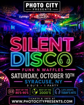 Photo City Presents: Silent Disco at Funk ‘n Waffles – Syracuse, NY