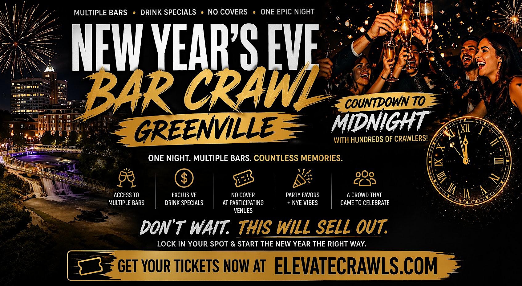 New Years Eve Bar Crawl – Greenville at Smileys on the Roxx – Greenville, SC