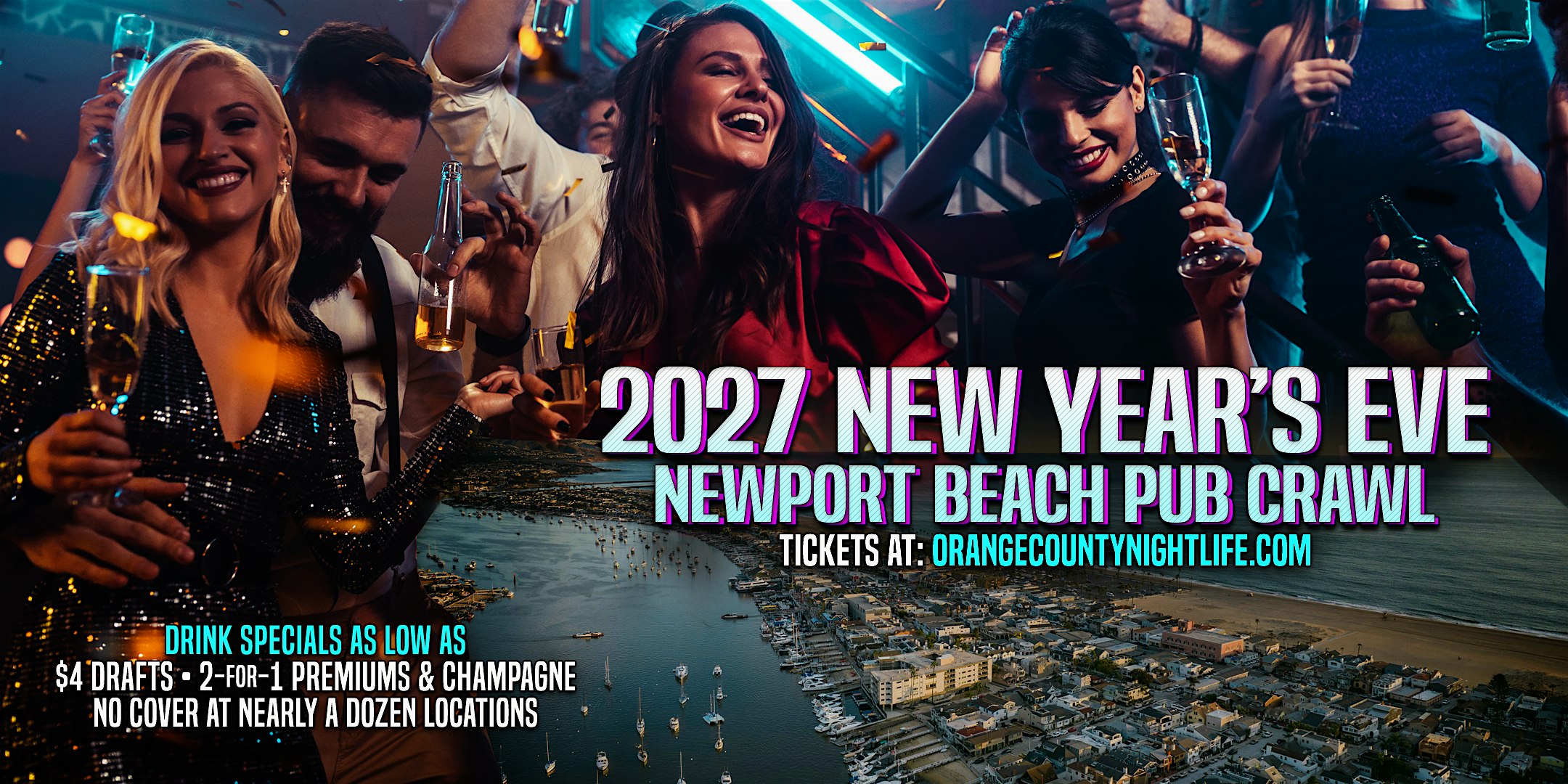 Newport Beach New Year’s Eve Pub Crawl Party 2027 at Balboa Saloon – Newport Beach, CA