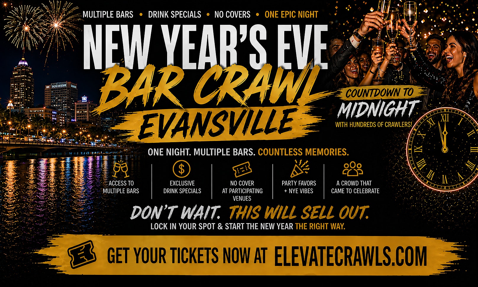 The Official New Years Eve Bar Crawl – Evansville at Mo’s House – Evansville, IN