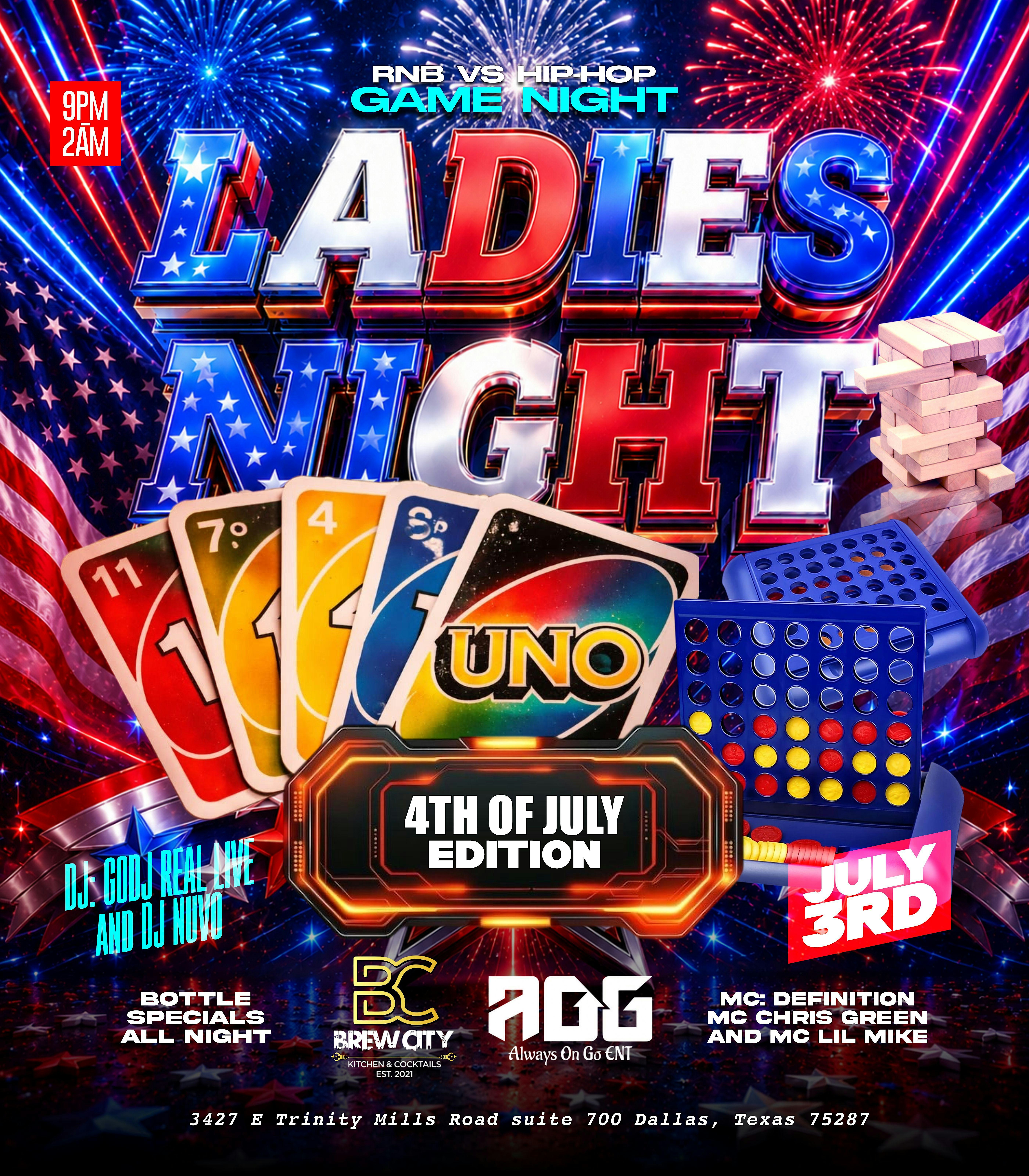Hip-Hop vs R&B Happy Hour Ladies Night + Adult Game Night! at Brew City Kitchen & Cocktails – Dallas, TX