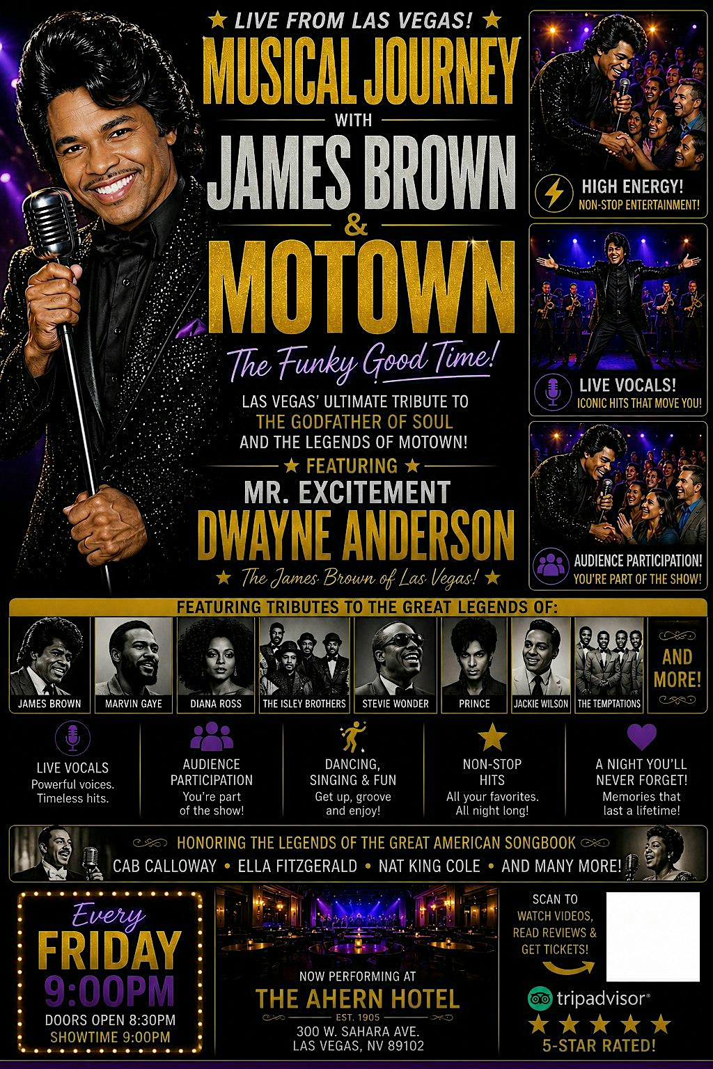 The Razzle Dazzle Show: Musical Journey with James Brown & Motown at Ahern Luxury Boutique Hotel – Las Vegas, NV