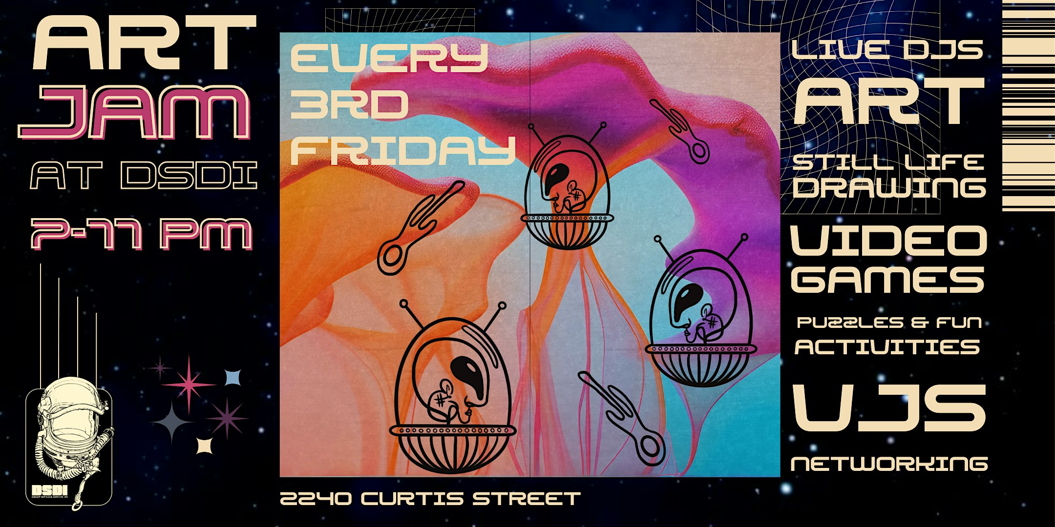 Monthly ART JAM at DSDI! at Deep Space Drive-In, Curtis Street, Denver, CO, USA – Denver, CO