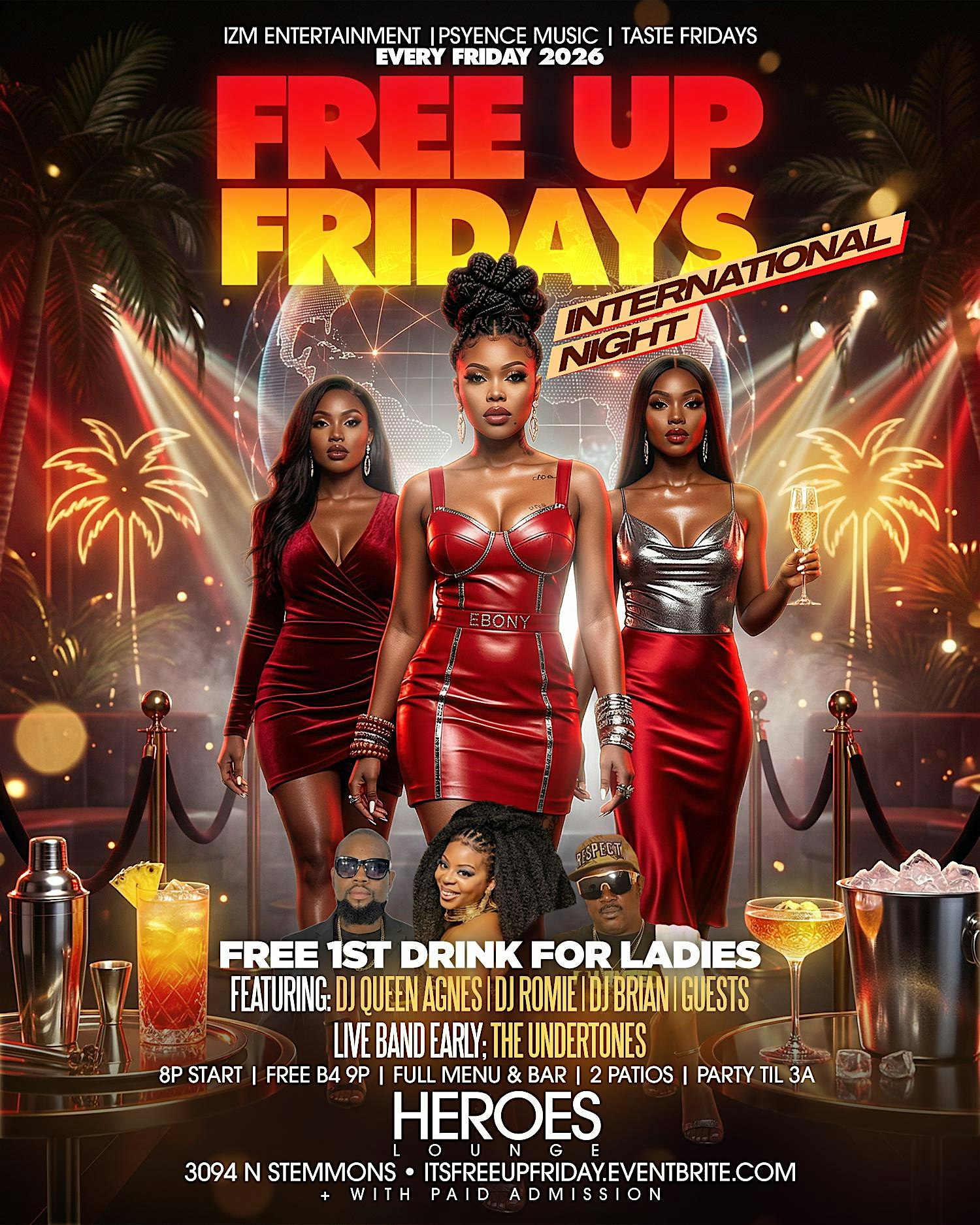 Free Up Fridays | International Night at HEROES LOUNGE – DALLAS, TX