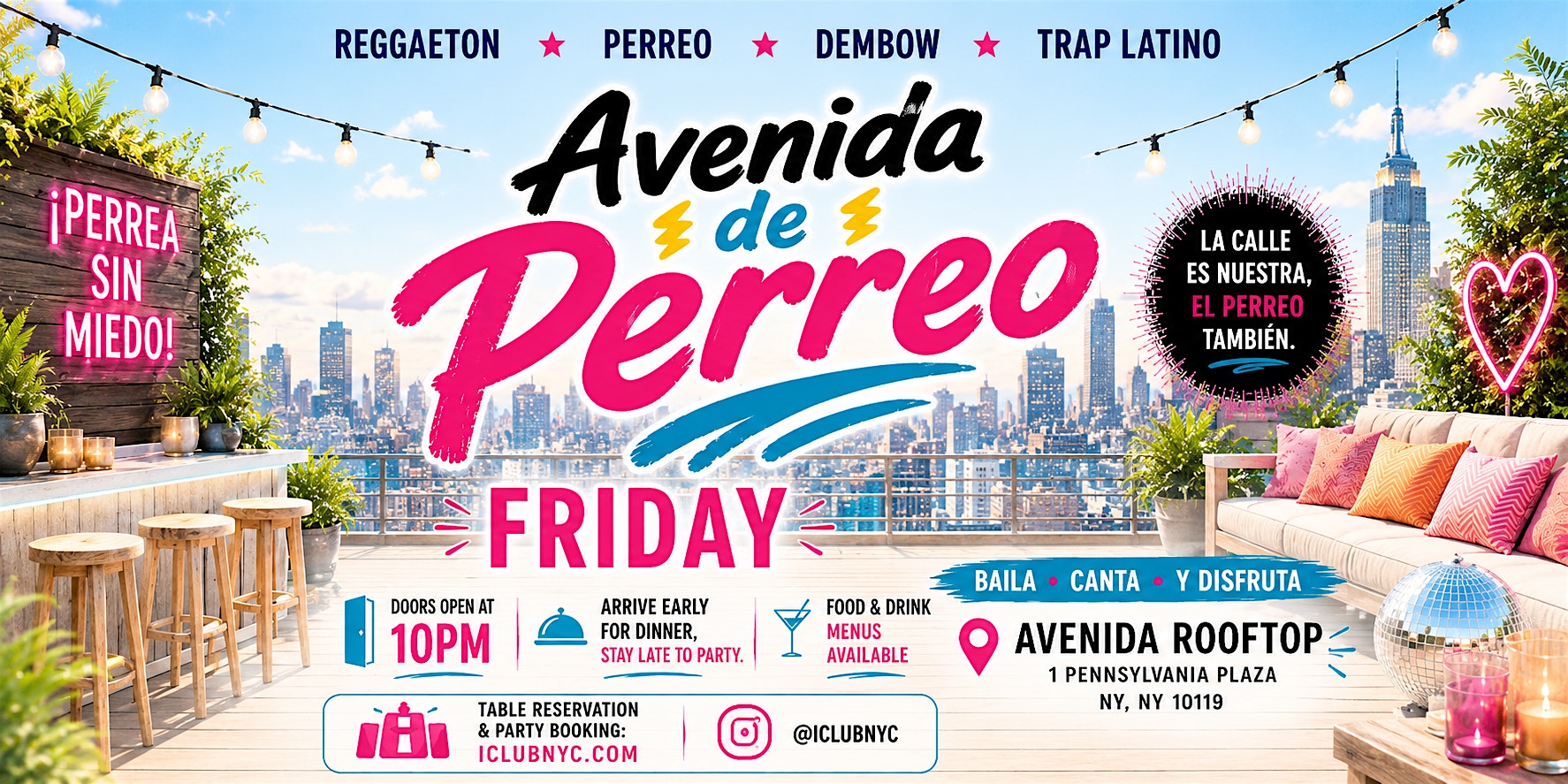 Latin Reggaeton Rooftop Party- @ AVENIDA DE PERREO at Avenida – New York, NY