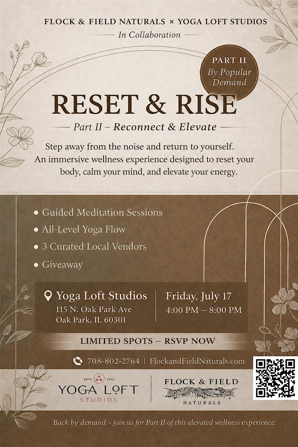 RESET & RISE: PART II — RECONNECT & ELEVATE at Hot Yoga Oak Park & Yoga Loft Studios – Oak Park, IL