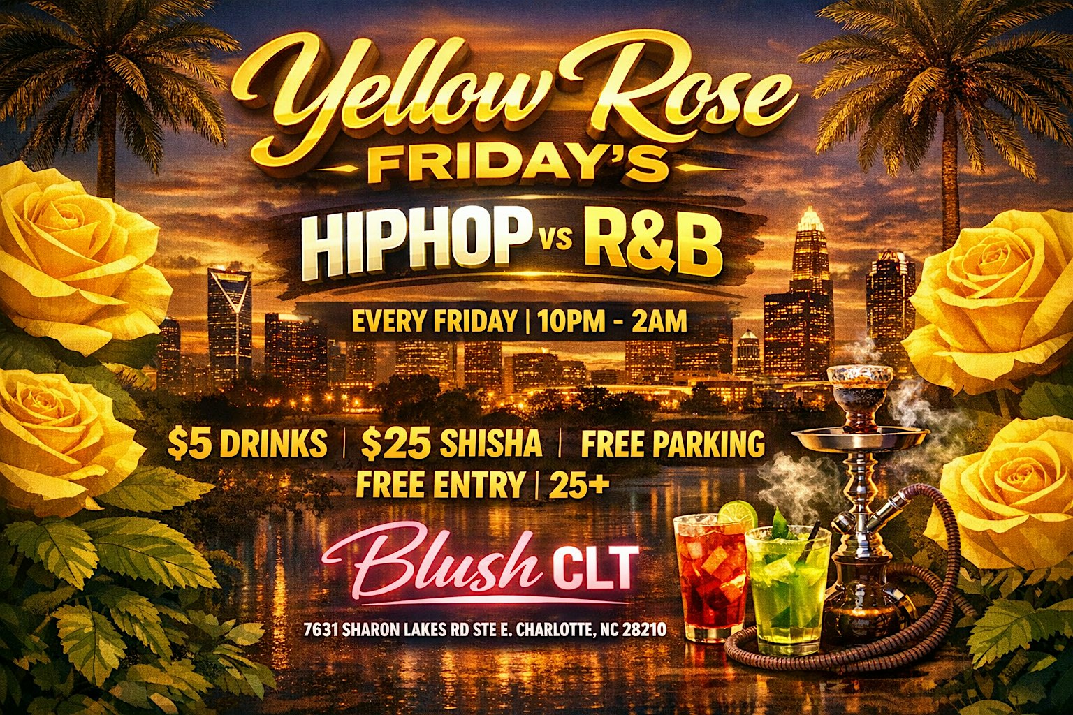 Yellow Rose Fridays: R&B vs HipHop at Blush CLT – Charlotte, NC