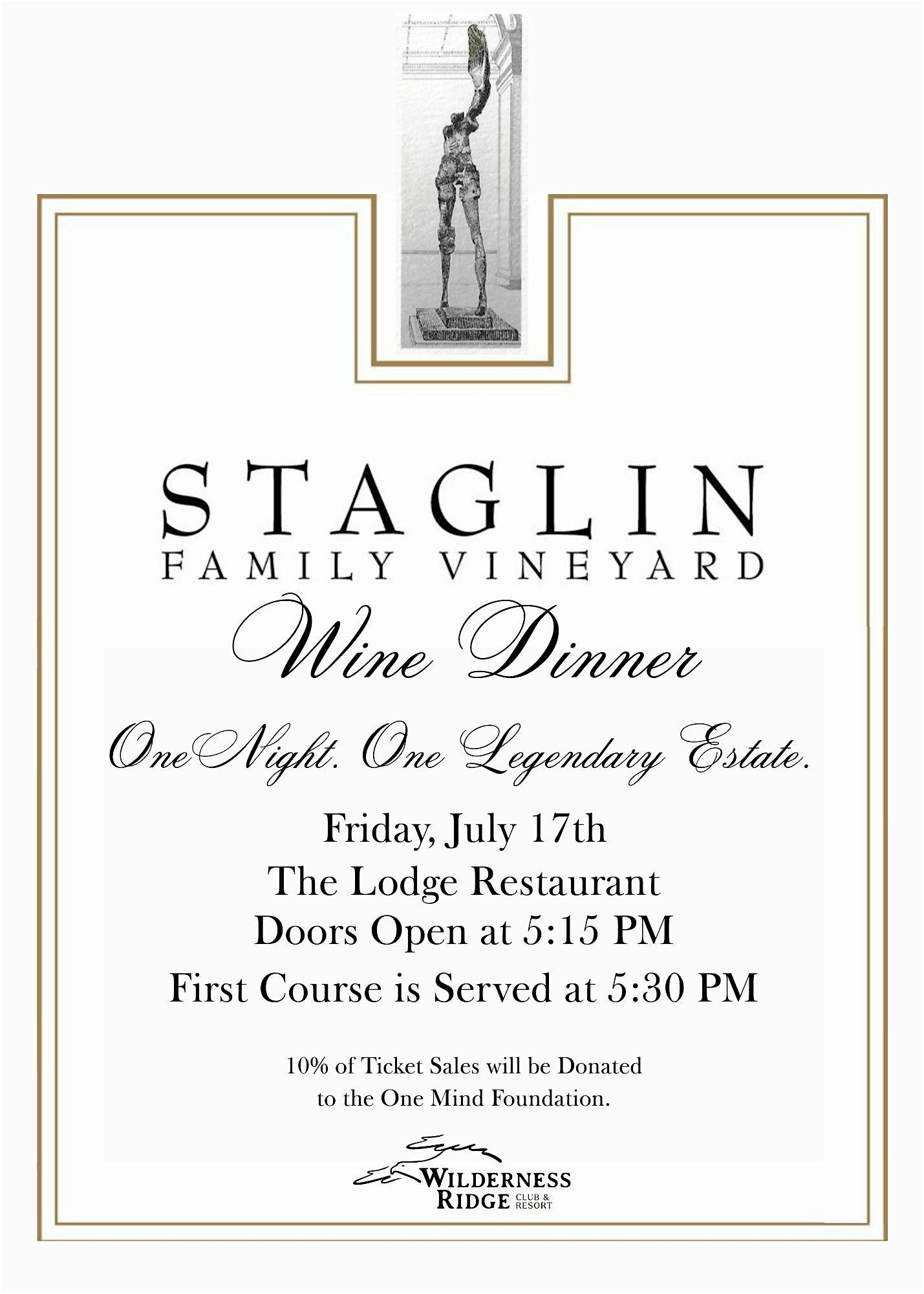Staglin Family Vineyard Wine Dinner at Wilderness Ridge – Lincoln, NE