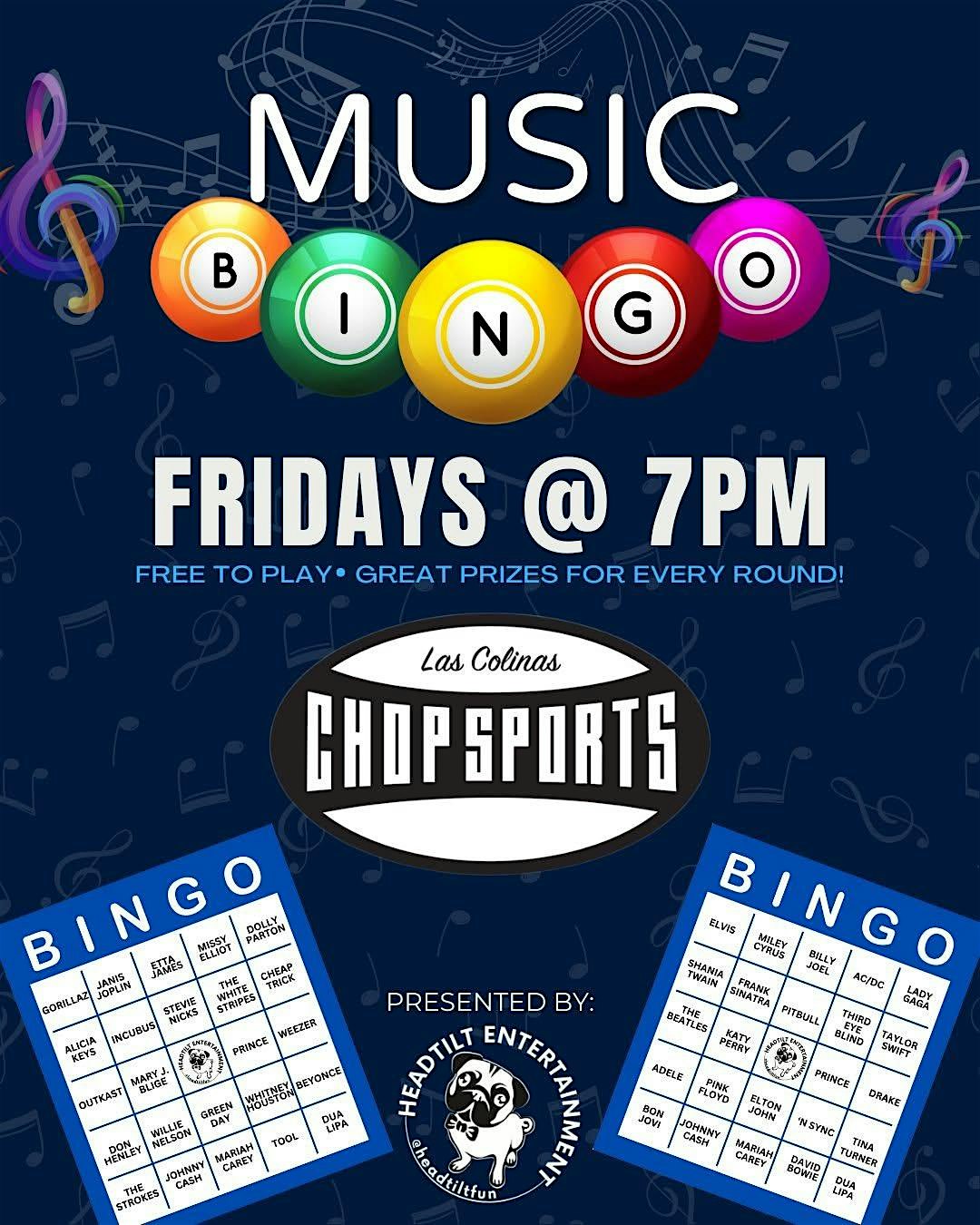 Music Bingo at Chop Sports Las Colinas at Chop Sports Las Colinas – Irving, TX