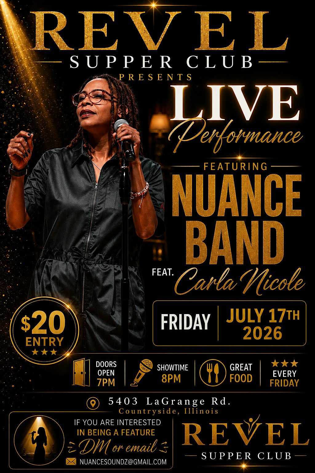 Nuance Band featuring Carla Nicole at Revel Supper Club – Countryside, IL