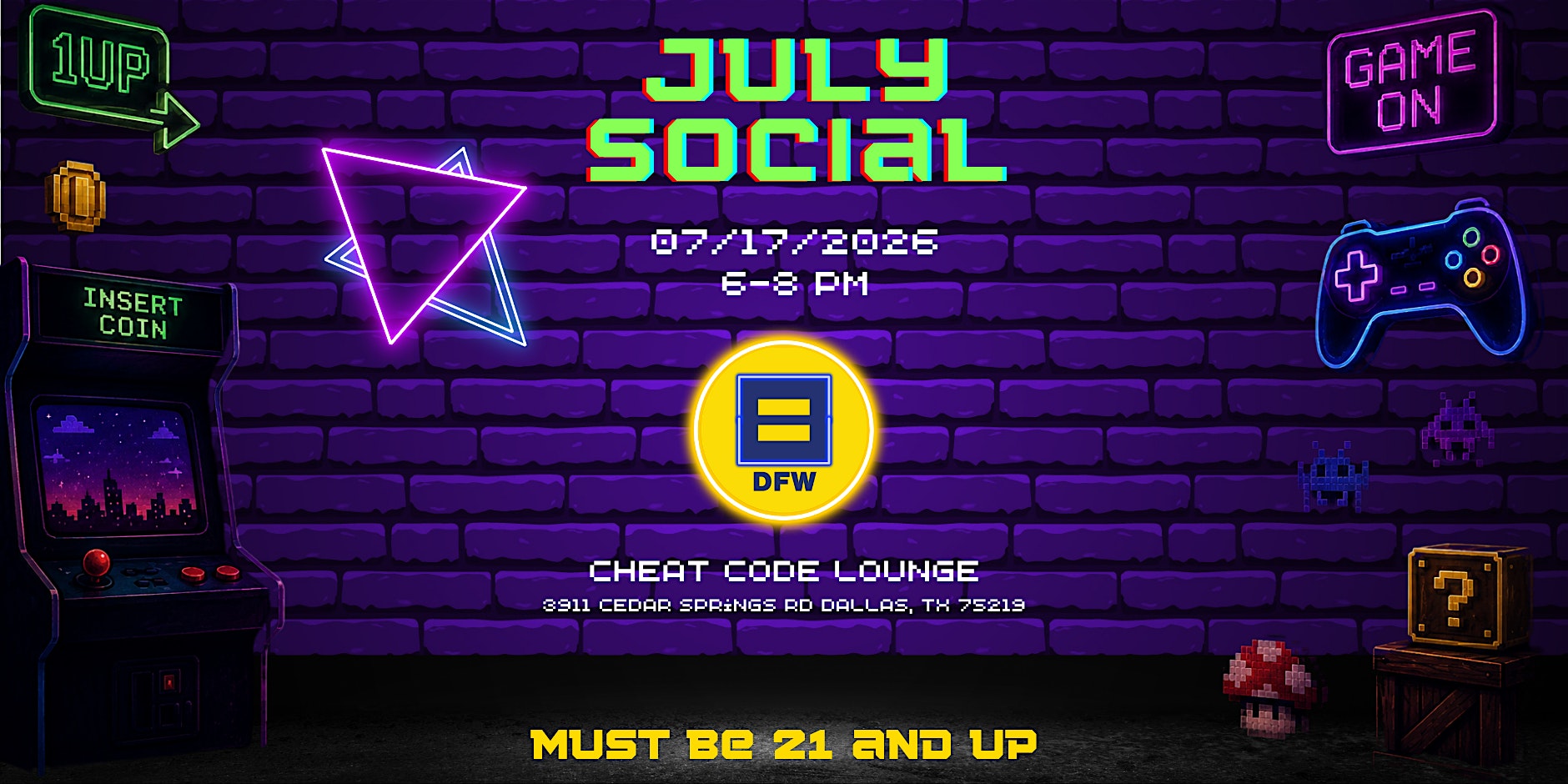 HRC DFW July Social at Cheat Code Lounge – Dallas, TX