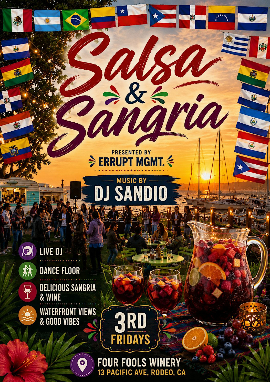 Salsa and Sangria 3rd Fridays (Outdoors) at Four Fools Winery – Rodeo, CA