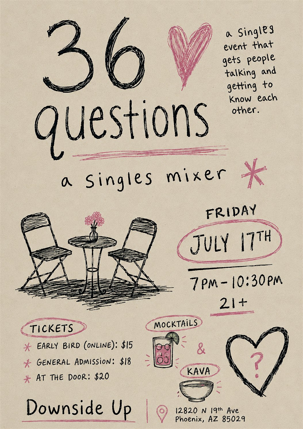 36 Questions: Singles Event at Downside Up – Phoenix, AZ